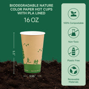 Biodegradable Nature Color Paper Hot Cups with PLA Lined
