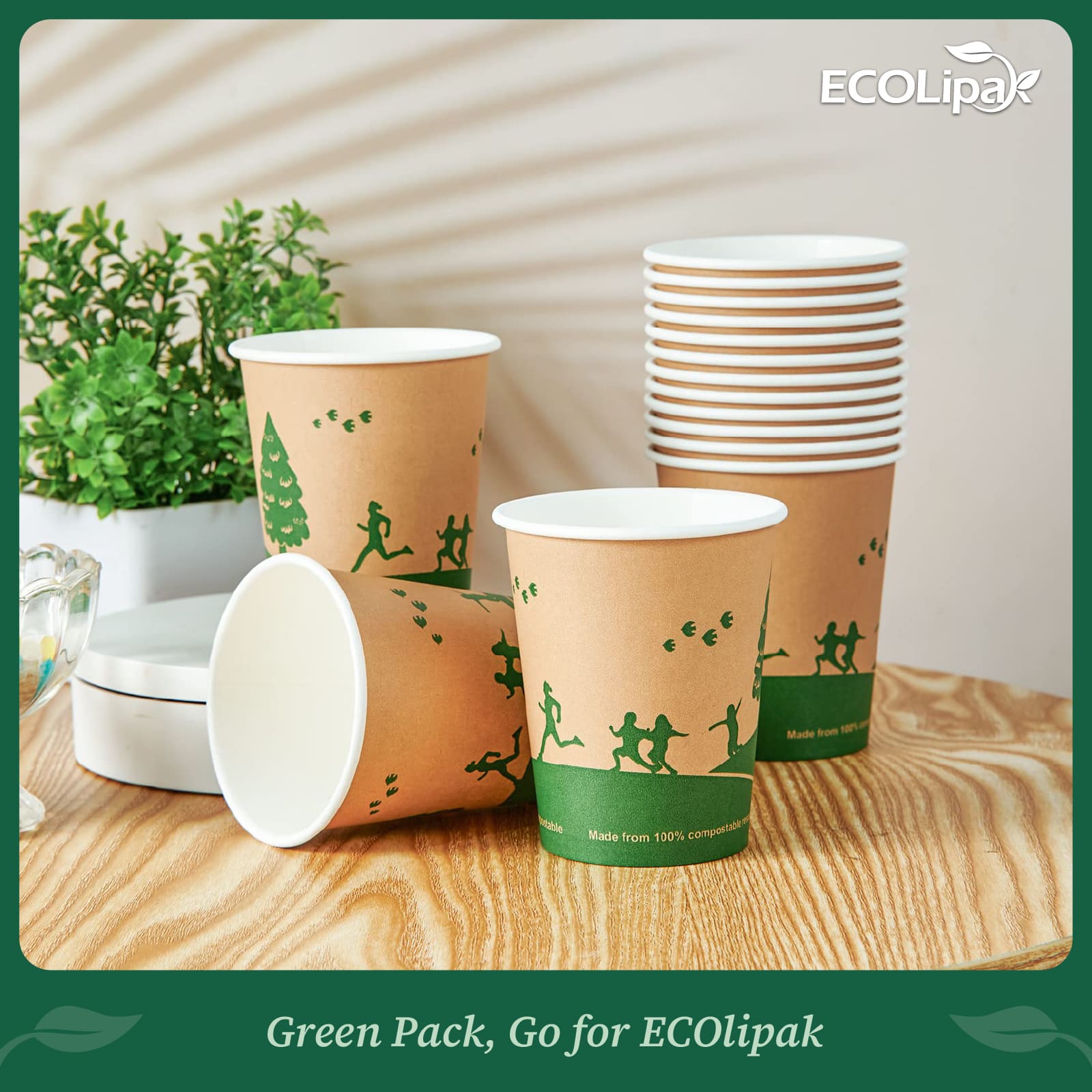 Biodegradable Nature Color Paper Hot Cups with PLA Lined