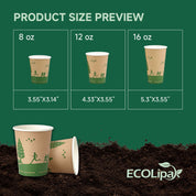 Biodegradable Nature Color Paper Hot Cups with PLA Lined
