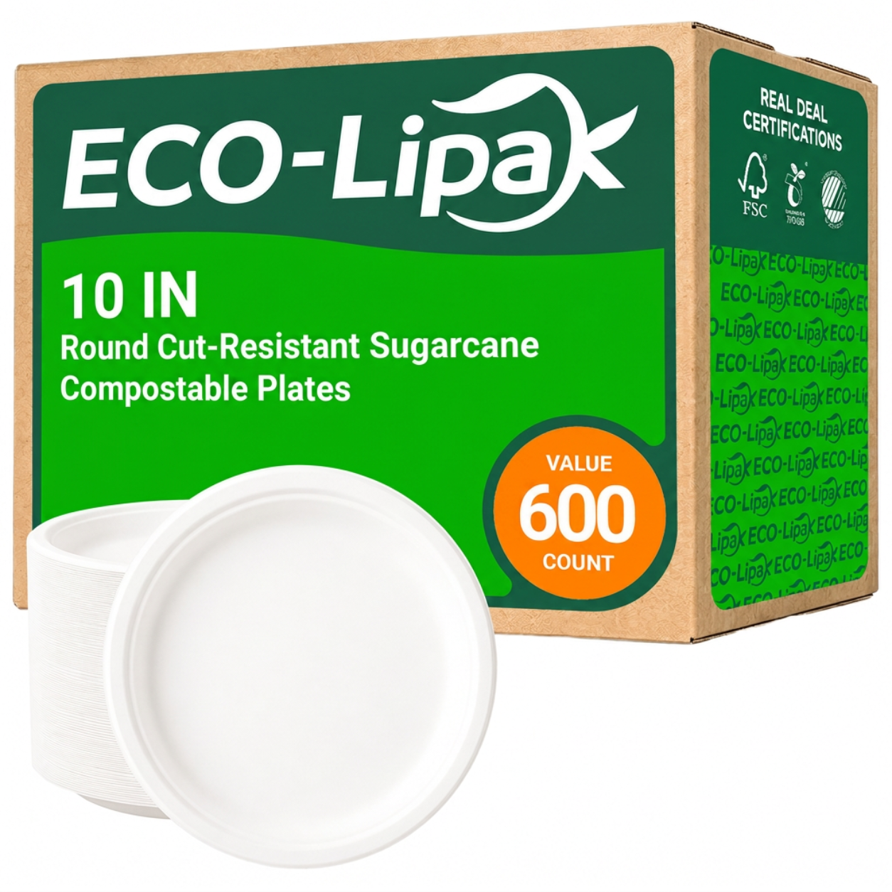 Wholesale Compostable Round Sugarcane Plates – 6/7/9/10 in | Bulk Cartons