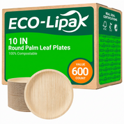 Assiettes rondes robustes en feuille de palmier de 25 cm | Sans BPA, sans toxines