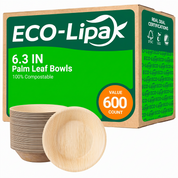 Bols en feuille de palmier résistants de 5 po/6,3 po | Sans BPA, sans toxines