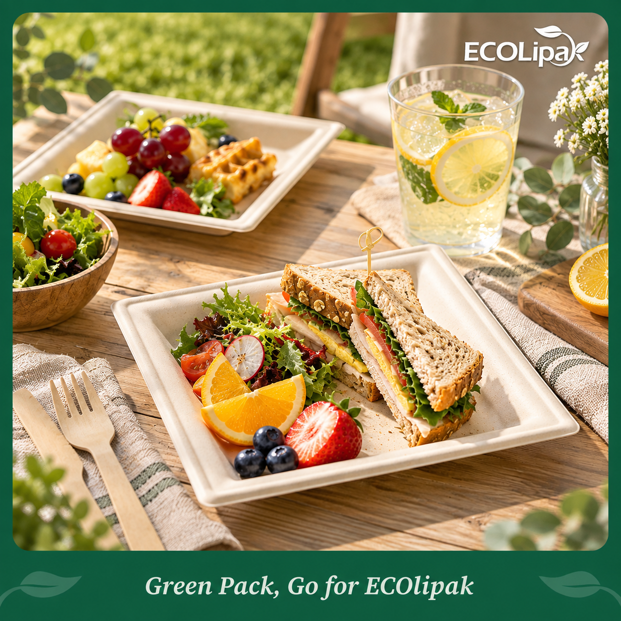 6in/8in/10in Heavy-Duty Square Compostable Plates｜BPI Certified, BPA-Free, Cut-Resistant