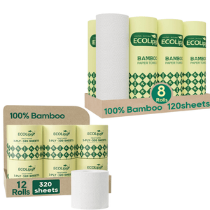 Bamboo Kitchen Paper Towels & Toilet Paper Home Set | Soft, Lint-Free & Tree-Free - ECO-Lipak