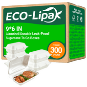 Clamshell Durable Leak - Proof Sugarcane To Go Boxes｜BPI Certified, BPA - Free - ECOlipak