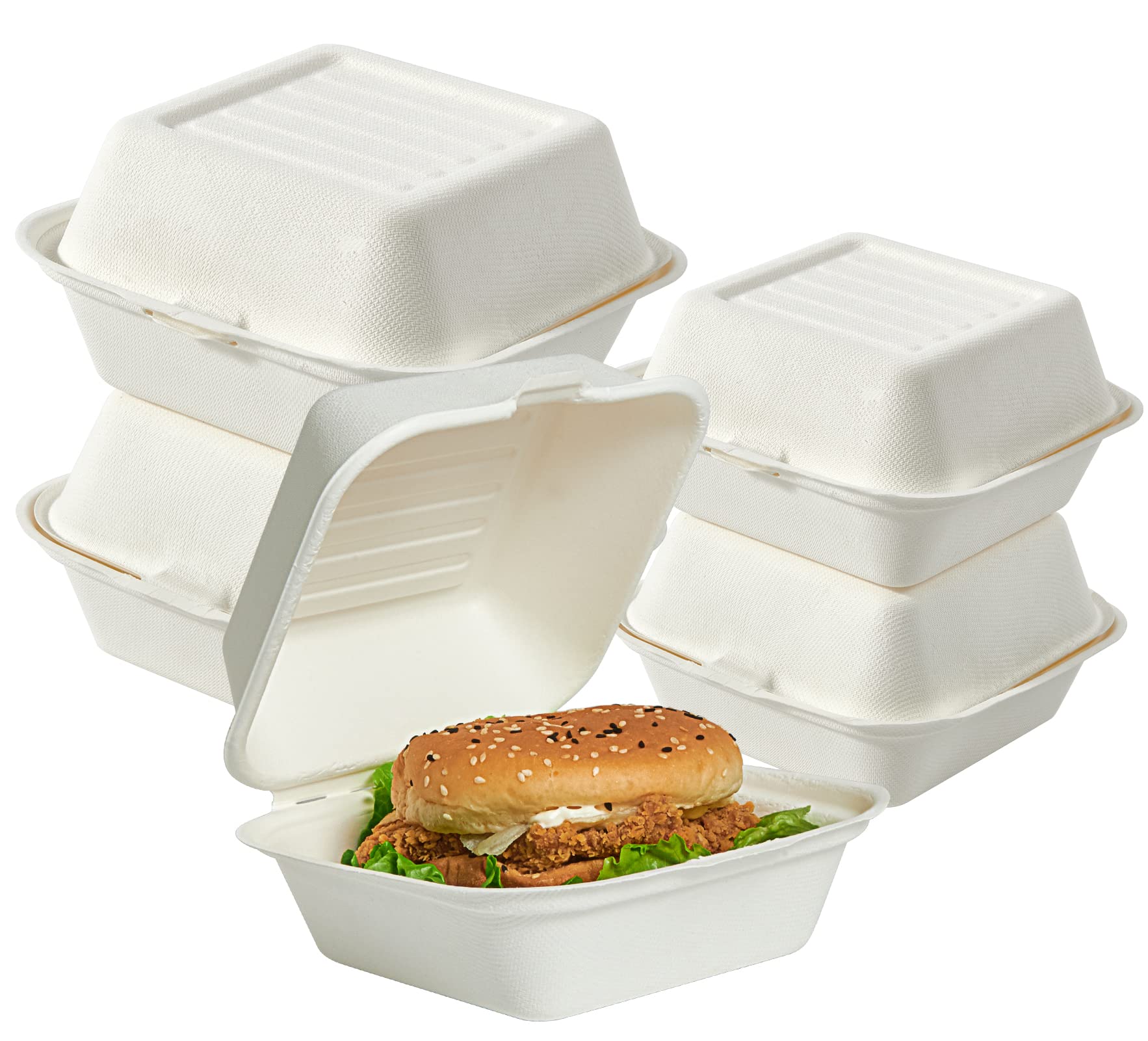 Clamshell Durable Leak - Proof Sugarcane To Go Boxes｜BPI Certified, BPA - Free - ECOlipak
