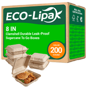 Clamshell Durable Leak - Proof Sugarcane To Go Boxes｜BPI Certified, BPA - Free - ECOlipak