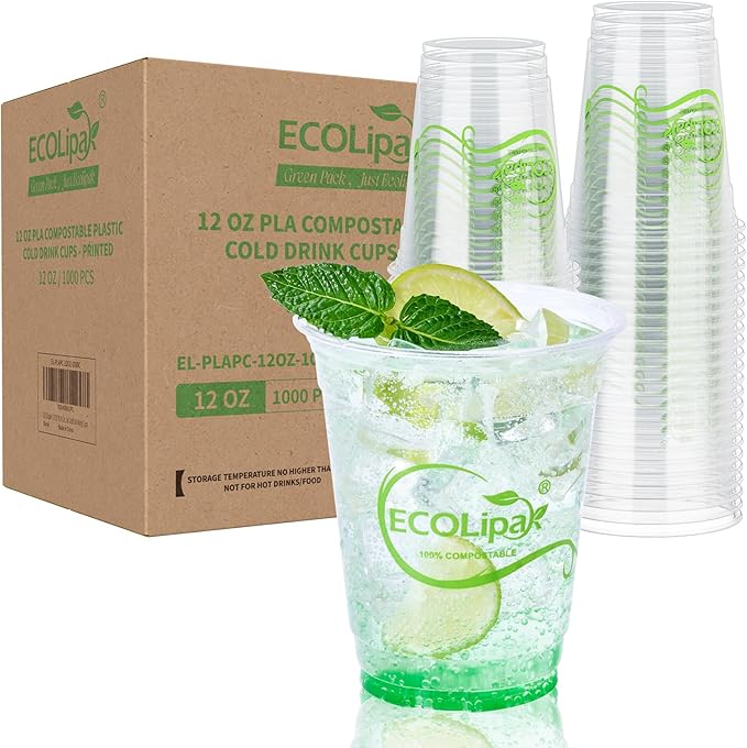 Clear Pliable Durable Compostable Cold Cup｜BPI Certified, PFAS - Free - ECOlipak