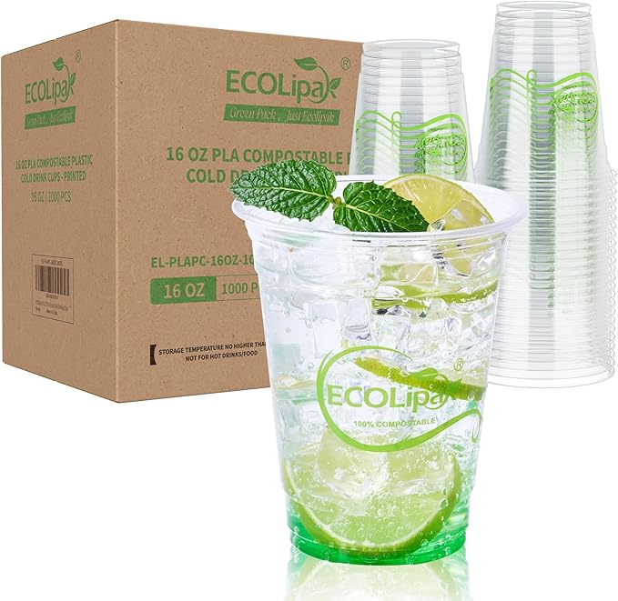 Clear Pliable Durable Compostable Cold Cup｜BPI Certified, PFAS - Free - ECOlipak