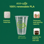 Clear Pliable Durable Compostable Cold Cup｜BPI Certified, PFAS - Free - ECO - Lipak