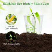 Clear Pliable Durable Compostable Cold Cup｜BPI Certified, PFAS - Free - ECOlipak