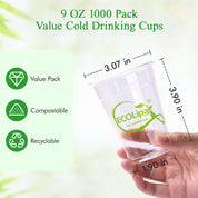 Clear Pliable Durable Compostable Cold Cup｜BPI Certified, PFAS - Free - ECOlipak