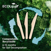 Compostable Splinter - Free Wooden Fork, Knife & Spoon Cutlery Set｜BPA - Free, Non - toxic - ECOlipak