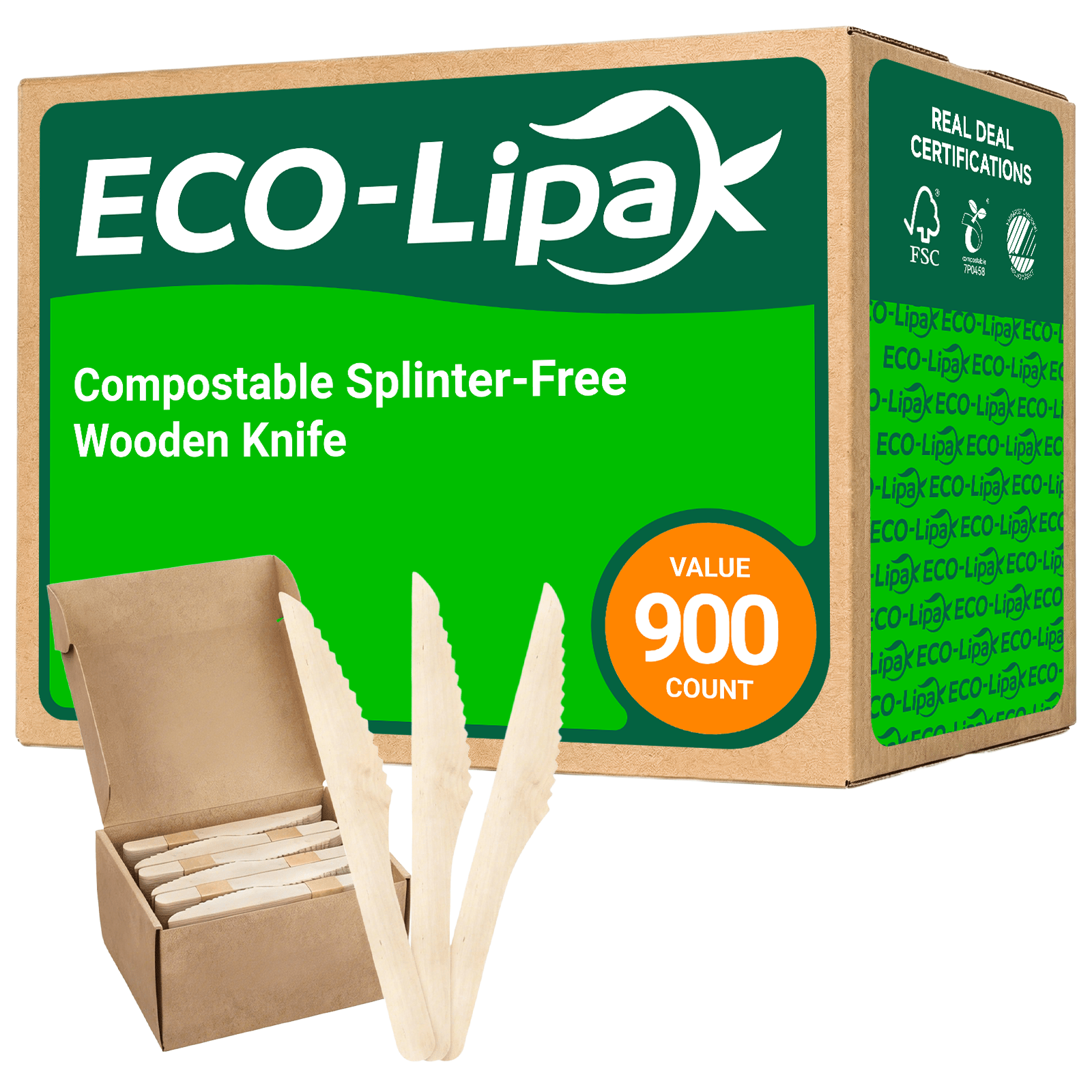 Compostable Splinter - Free Wooden Fork, Knife &amp; Spoon Cutlery Set｜BPA - Free, Non - toxic - ECOlipak