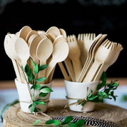 Compostable Splinter - Free Wooden Fork, Knife & Spoon Cutlery Set｜BPA - Free, Non - toxic - ECOlipak