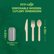 Compostable Splinter - Free Wooden Fork, Knife & Spoon Cutlery Set｜BPA - Free, Non - toxic - ECO - Lipak