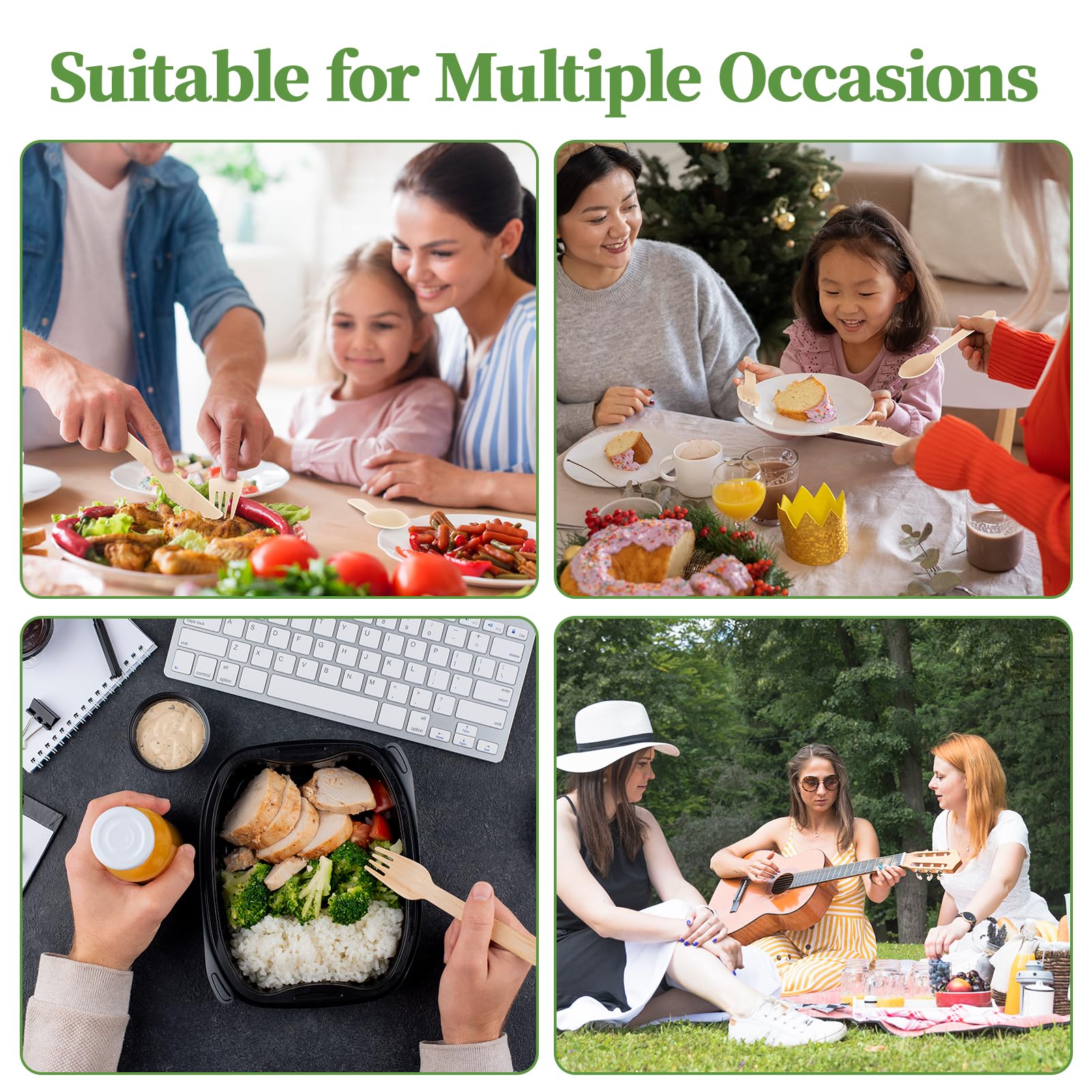 Compostable Splinter - Free Wooden Fork, Knife & Spoon Cutlery Set｜BPA - Free, Non - toxic - ECOlipak