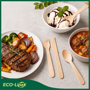 Compostable Splinter - Free Wooden Fork, Knife & Spoon Cutlery Set｜BPA - Free, Non - toxic - ECO - Lipak