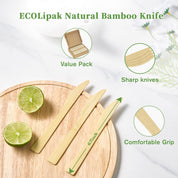 Compostable Sturdy Splinter - Free Fork, Knife & Spoon Bamboo Cutlery｜BPA - Free, Non - toxic - ECOlipak