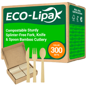 Compostable Sturdy Splinter - Free Fork, Knife & Spoon Bamboo Cutlery｜BPA - Free, Non - toxic - ECOlipak