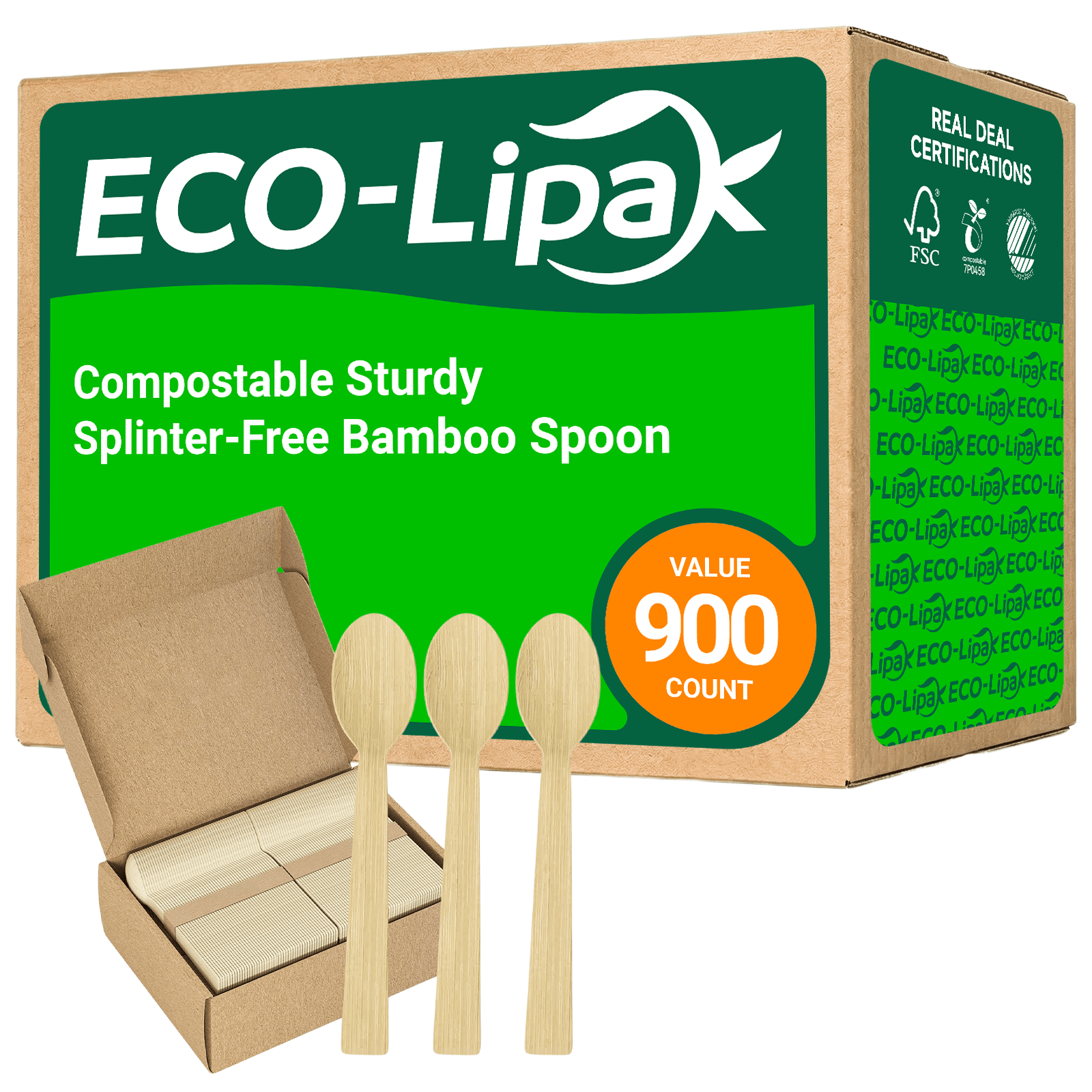 Compostable Sturdy Splinter - Free Fork, Knife &amp; Spoon Bamboo Cutlery｜BPA - Free, Non - toxic - ECOlipak