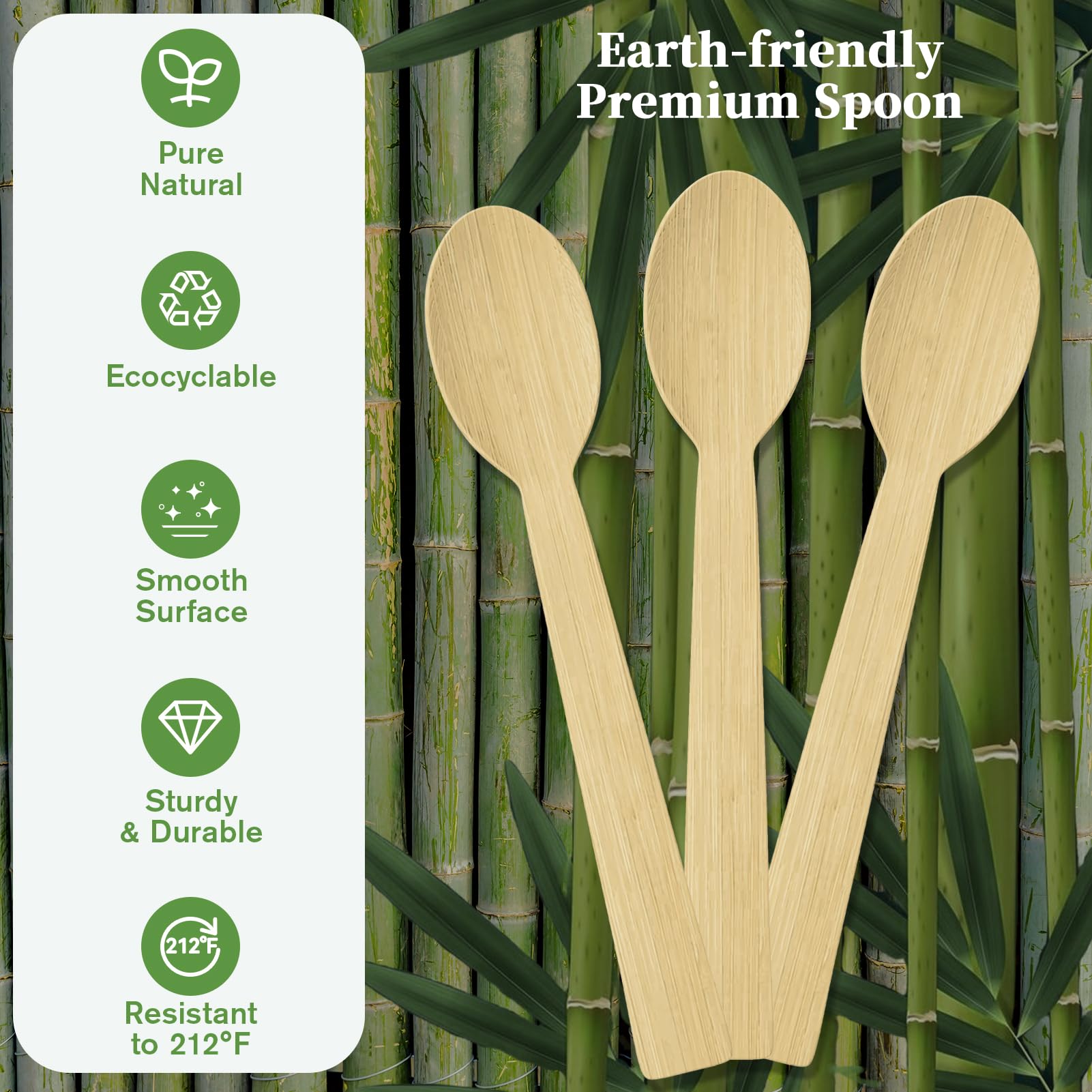 Compostable Sturdy Splinter - Free Fork, Knife & Spoon Bamboo Cutlery｜BPA - Free, Non - toxic - ECOlipak
