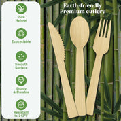 Compostable Sturdy Splinter - Free Fork, Knife & Spoon Bamboo Cutlery｜BPA - Free, Non - toxic - ECOlipak