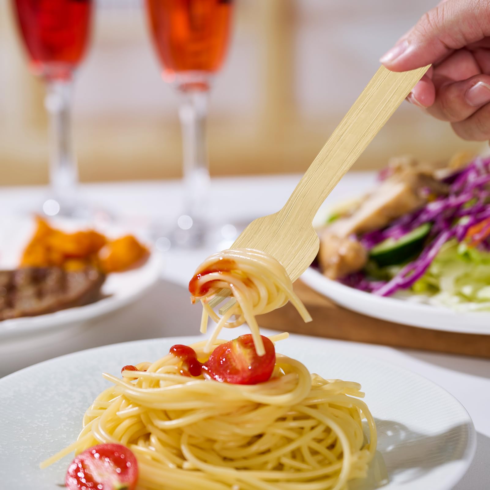 Compostable Sturdy Splinter - Free Fork, Knife & Spoon Bamboo Cutlery｜BPA - Free, Non - toxic - ECOlipak