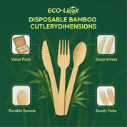 Compostable Sturdy Splinter - Free Fork, Knife & Spoon Bamboo Cutlery｜BPA - Free, Non - toxic - ECO - Lipak