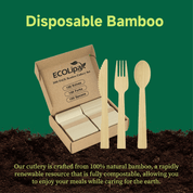 Compostable Sturdy Splinter - Free Fork, Knife & Spoon Bamboo Cutlery｜BPA - Free, Non - toxic - ECO - Lipak