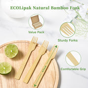 Compostable Sturdy Splinter - Free Fork, Knife & Spoon Bamboo Cutlery｜BPA - Free, Non - toxic - ECOlipak