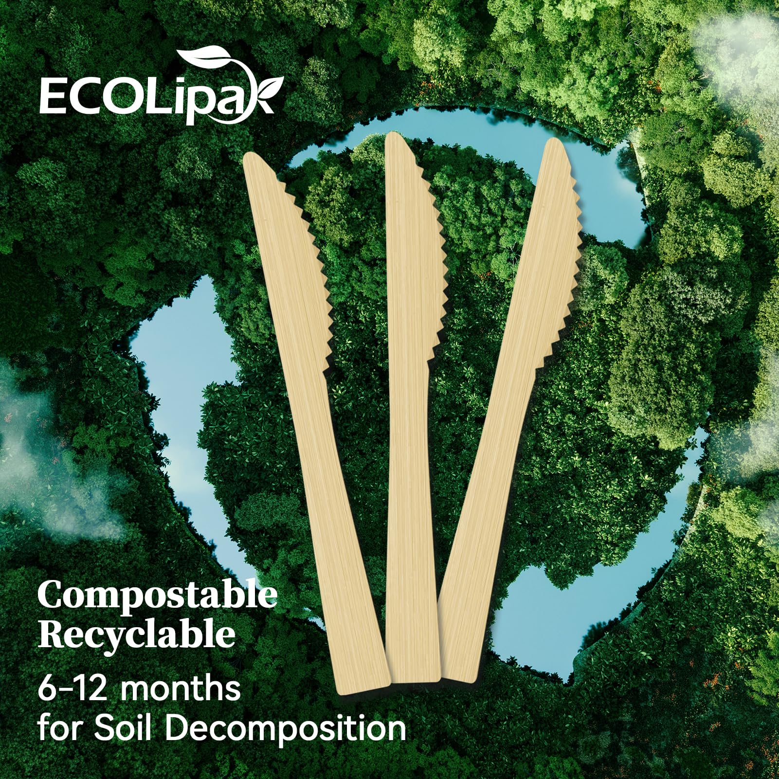 Compostable Sturdy Splinter - Free Fork, Knife & Spoon Bamboo Cutlery｜BPA - Free, Non - toxic - ECOlipak