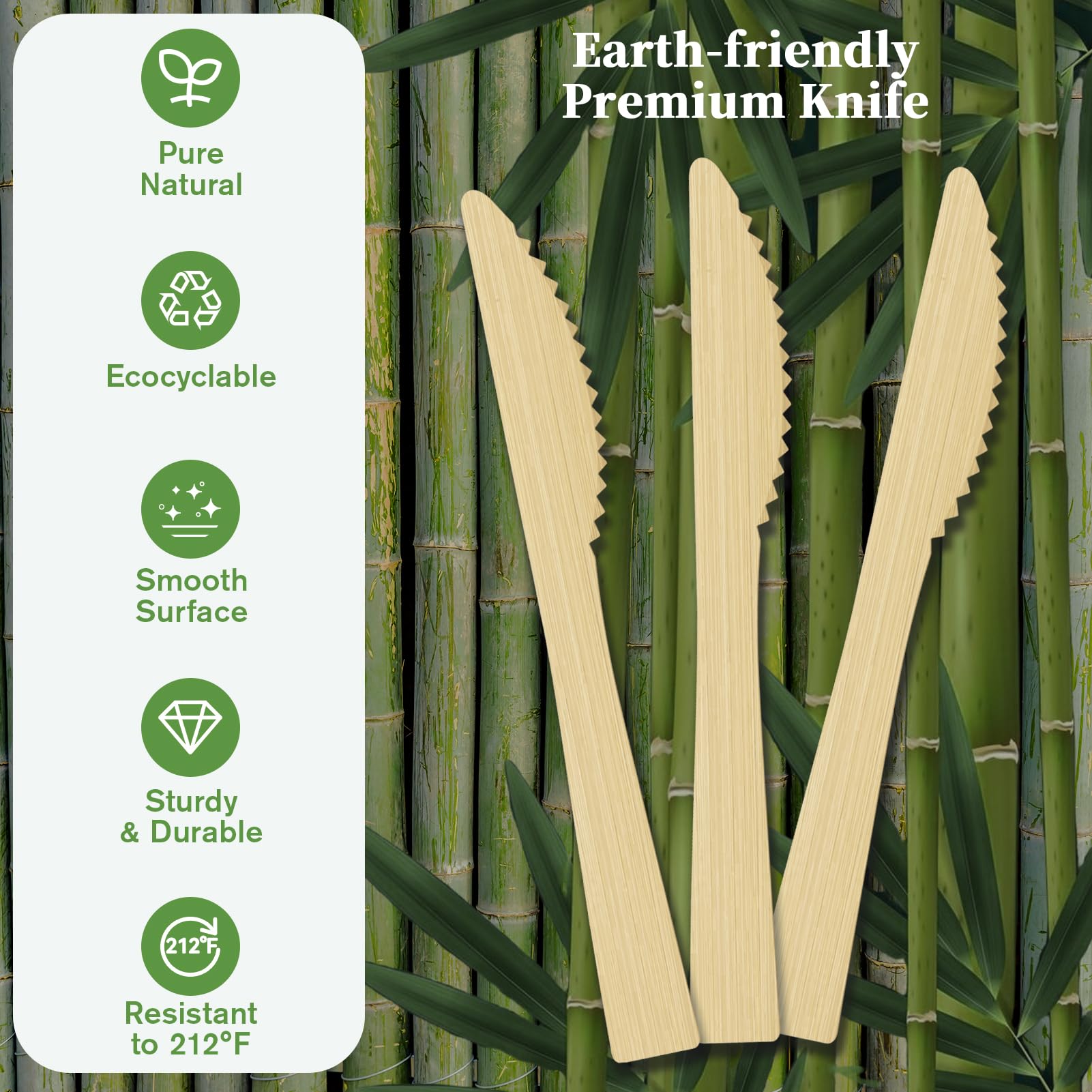 Compostable Sturdy Splinter - Free Fork, Knife & Spoon Bamboo Cutlery｜BPA - Free, Non - toxic - ECOlipak