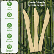 Compostable Sturdy Splinter - Free Fork, Knife & Spoon Bamboo Cutlery｜BPA - Free, Non - toxic - ECOlipak