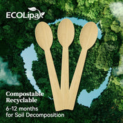 Compostable Sturdy Splinter - Free Fork, Knife & Spoon Bamboo Cutlery｜BPA - Free, Non - toxic - ECOlipak