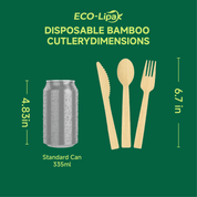 Compostable Sturdy Splinter - Free Fork, Knife & Spoon Bamboo Cutlery｜BPA - Free, Non - toxic - ECO - Lipak