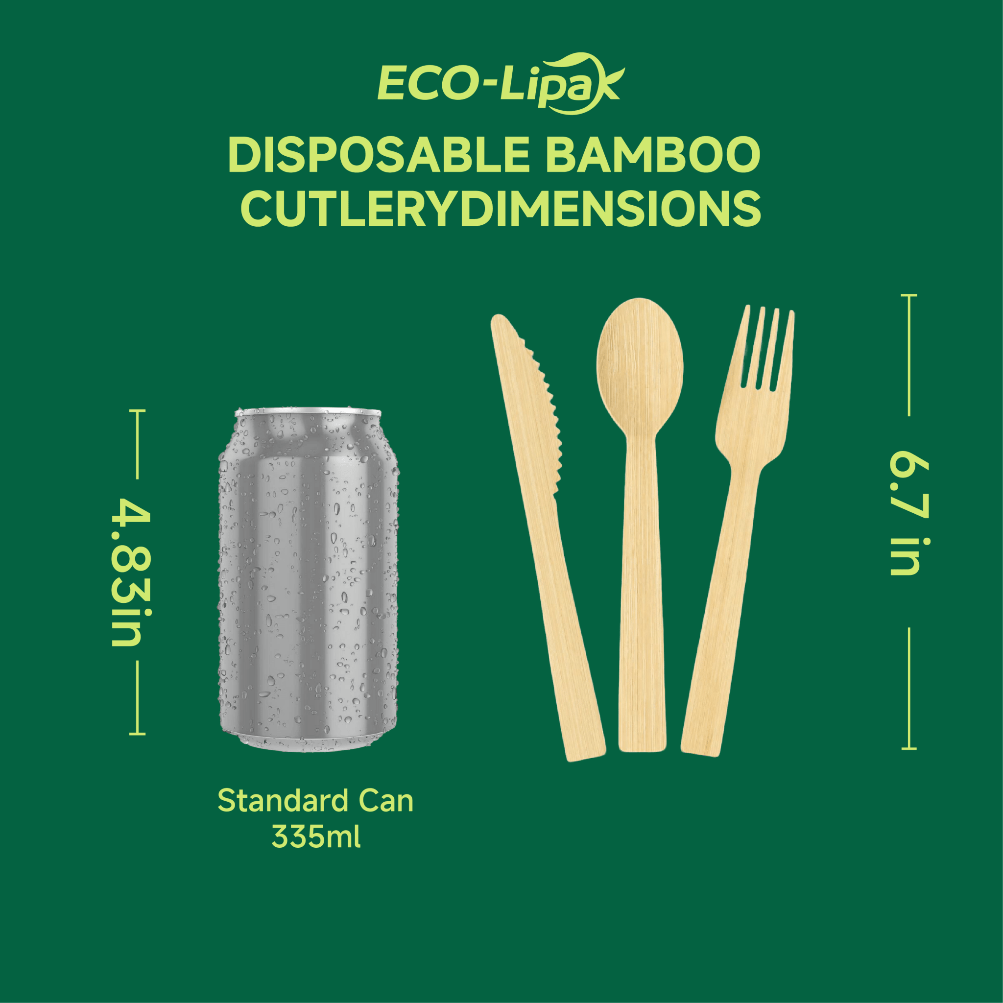 Compostable Sturdy Splinter - Free Fork, Knife & Spoon Bamboo Cutlery｜BPA - Free, Non - toxic - ECO - Lipak