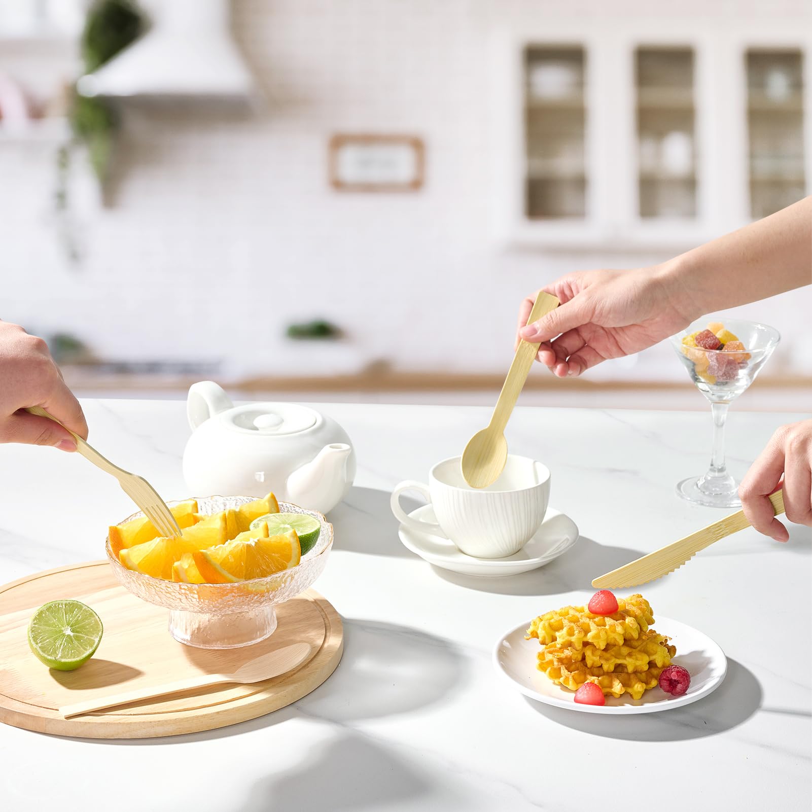 Compostable Sturdy Splinter - Free Fork, Knife & Spoon Bamboo Cutlery｜BPA - Free, Non - toxic - ECOlipak