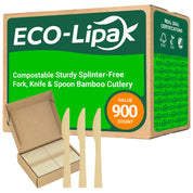 Compostable Sturdy Splinter - Free Fork, Knife & Spoon Bamboo Cutlery｜BPA - Free, Non - toxic - ECOlipak