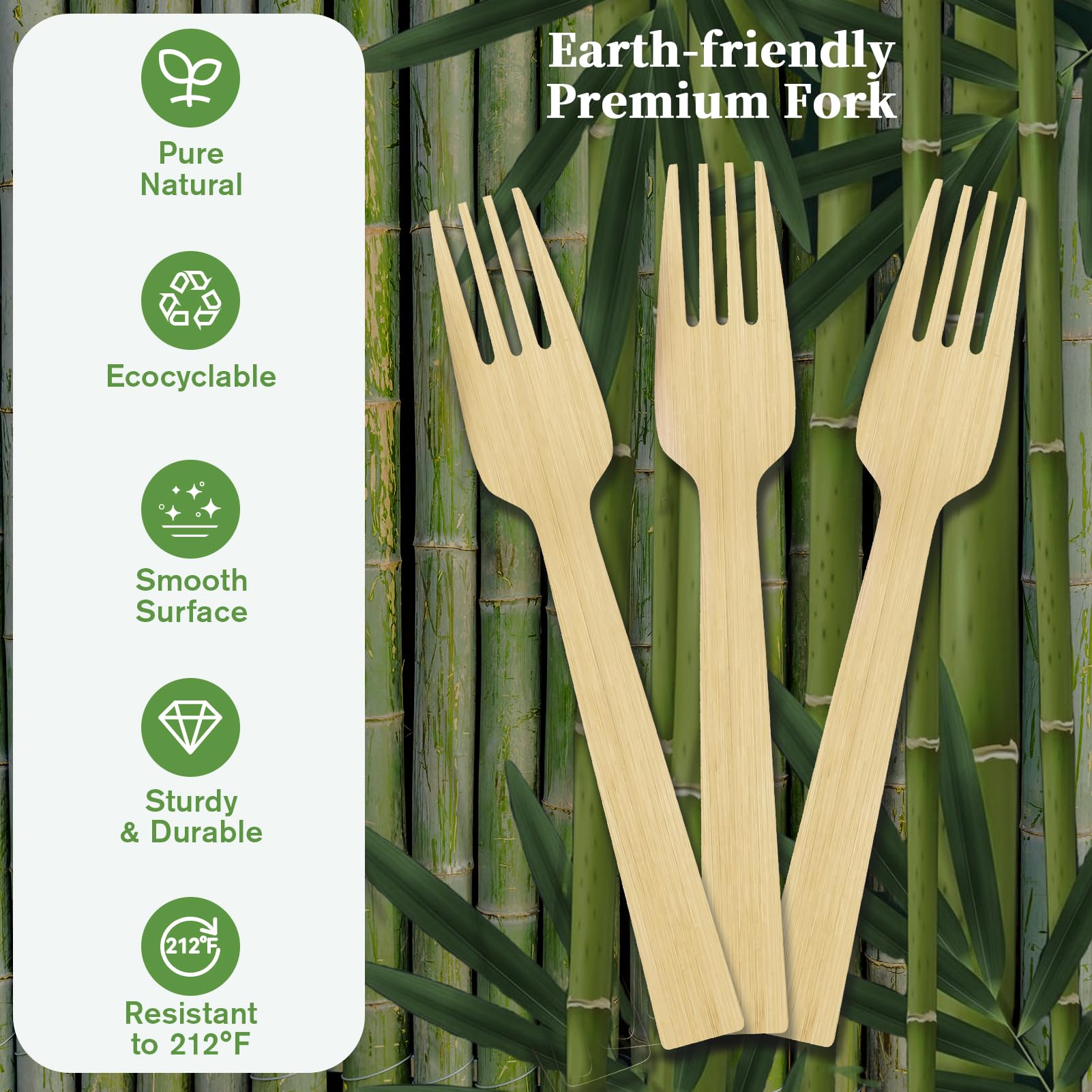 Compostable Sturdy Splinter - Free Fork, Knife & Spoon Bamboo Cutlery｜BPA - Free, Non - toxic - ECOlipak