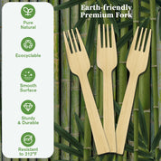 Compostable Sturdy Splinter - Free Fork, Knife & Spoon Bamboo Cutlery｜BPA - Free, Non - toxic - ECOlipak
