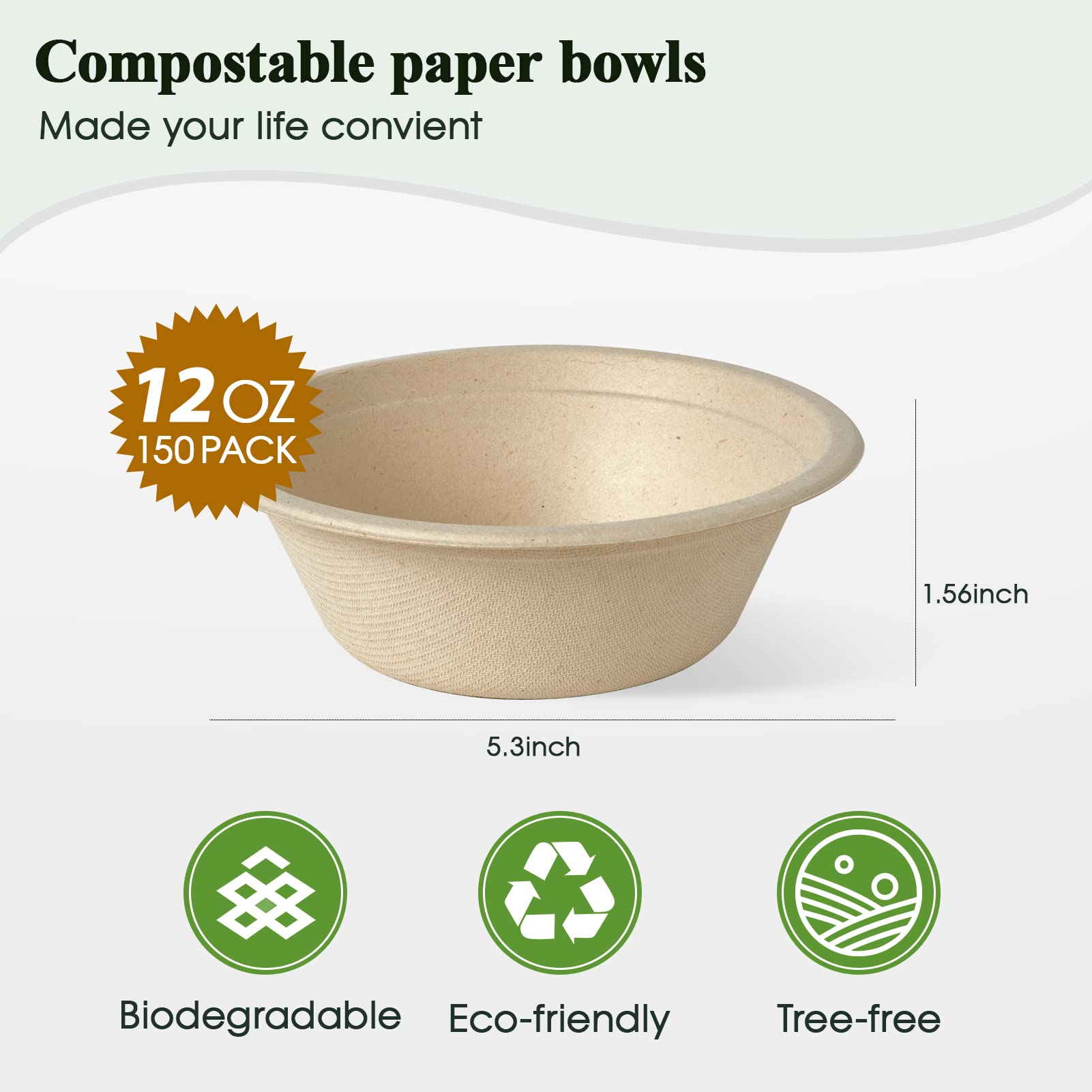 Durable Sugarcane Compostable Bowls｜BPI Certified, BPA - Free - ECOlipak