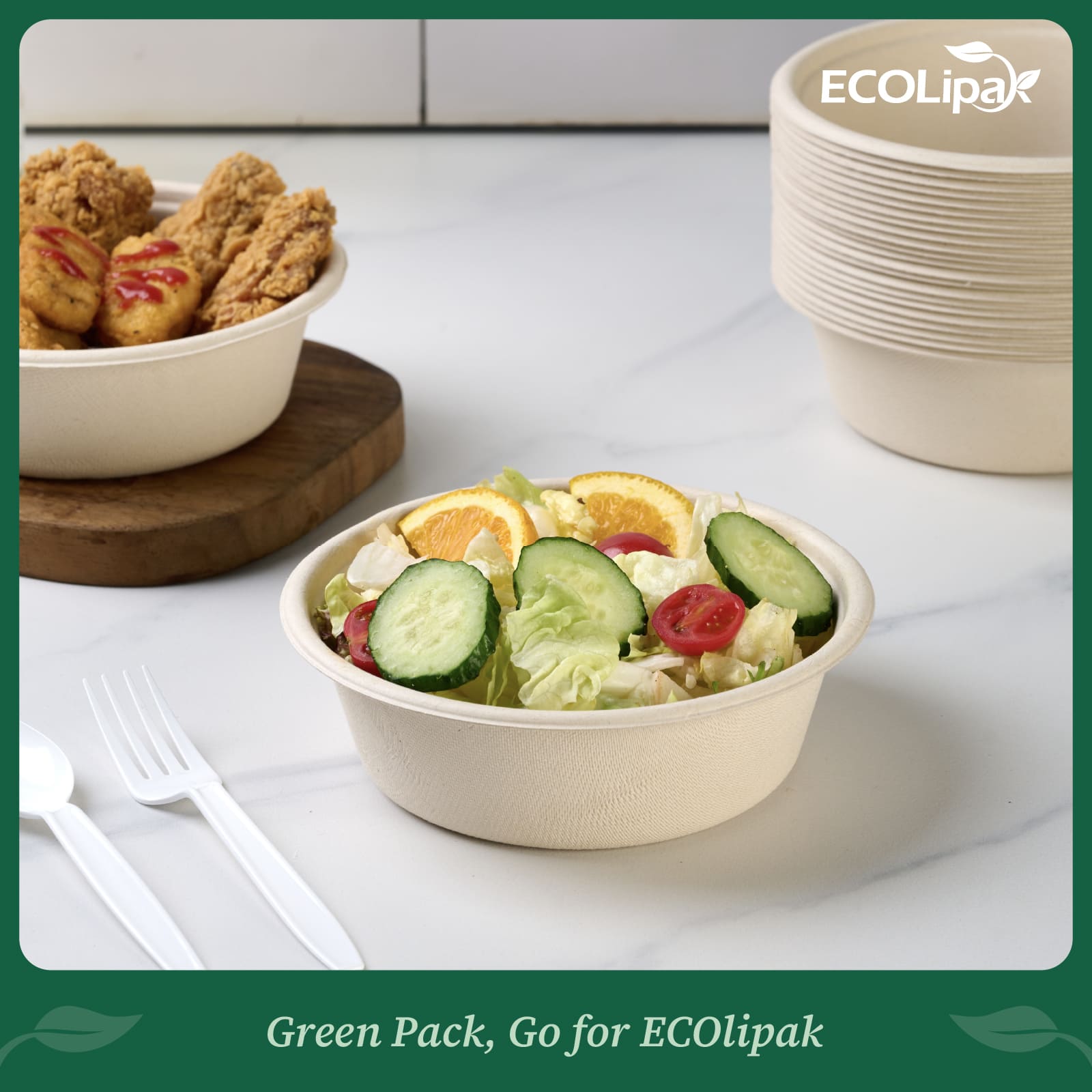 Durable Sugarcane Compostable Bowls｜BPI Certified, BPA - Free - ECOlipak