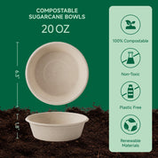Durable Sugarcane Compostable Bowls｜BPI Certified, BPA - Free - ECOlipak