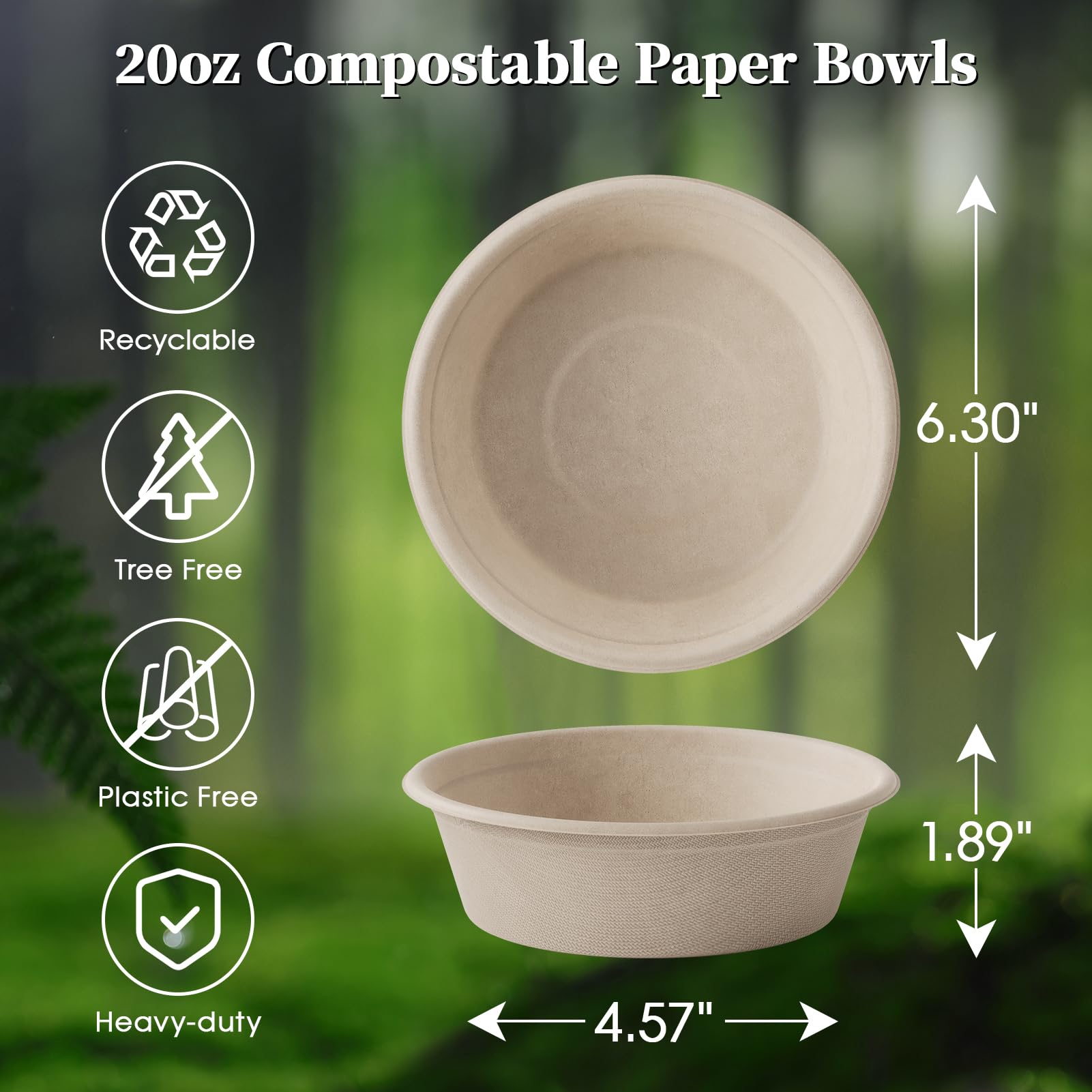 Durable Sugarcane Compostable Bowls｜BPI Certified, BPA - Free - ECOlipak