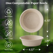 Durable Sugarcane Compostable Bowls｜BPI Certified, BPA - Free - ECOlipak