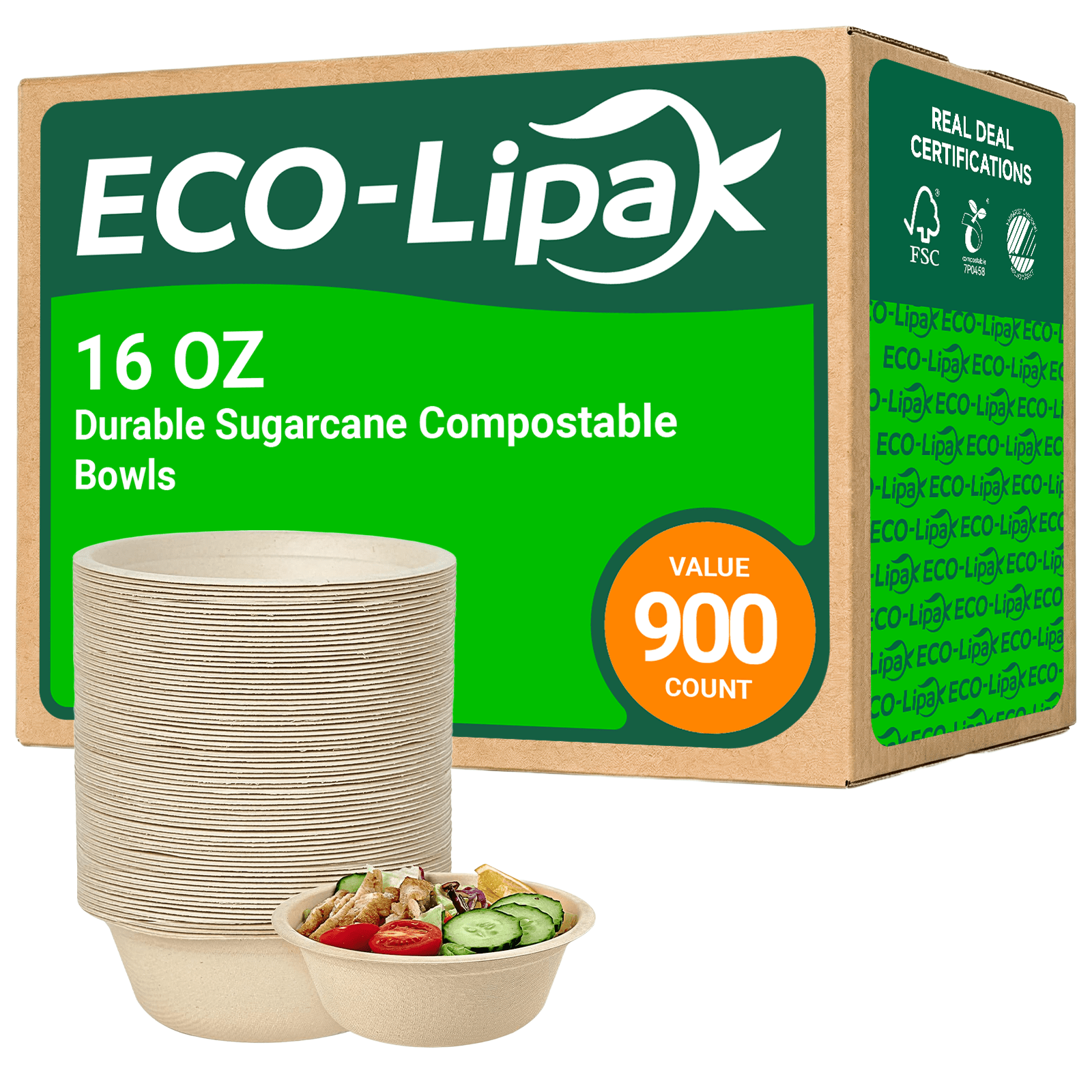 Durable Sugarcane Compostable Bowls｜BPI Certified, BPA - Free - ECOlipak