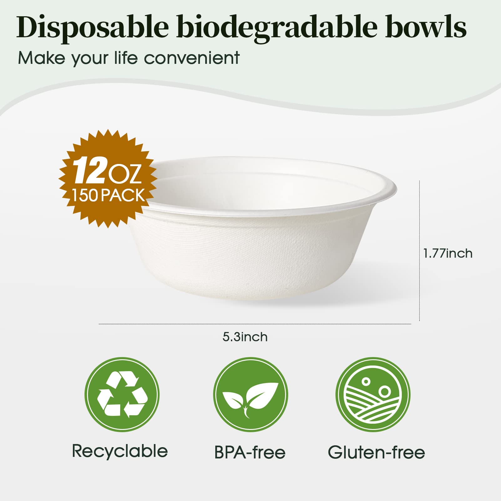 Durable Sugarcane Compostable Bowls｜BPI Certified, BPA - Free - ECOlipak