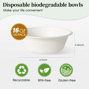 Durable Sugarcane Compostable Bowls｜BPI Certified, BPA - Free - ECOlipak