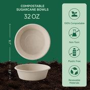 Durable Sugarcane Compostable Bowls｜BPI Certified, BPA - Free - ECOlipak